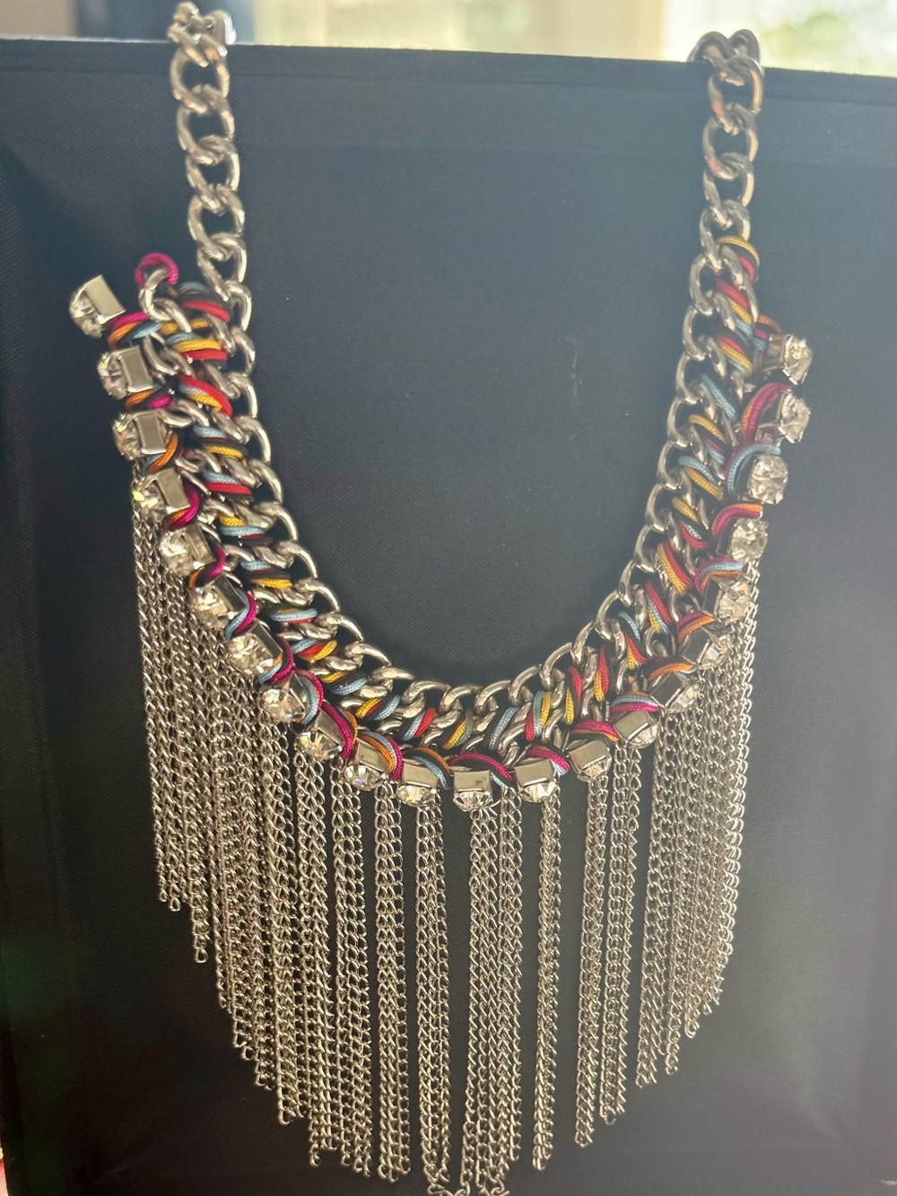 Statement Multi-Color Chain Fringe Necklace